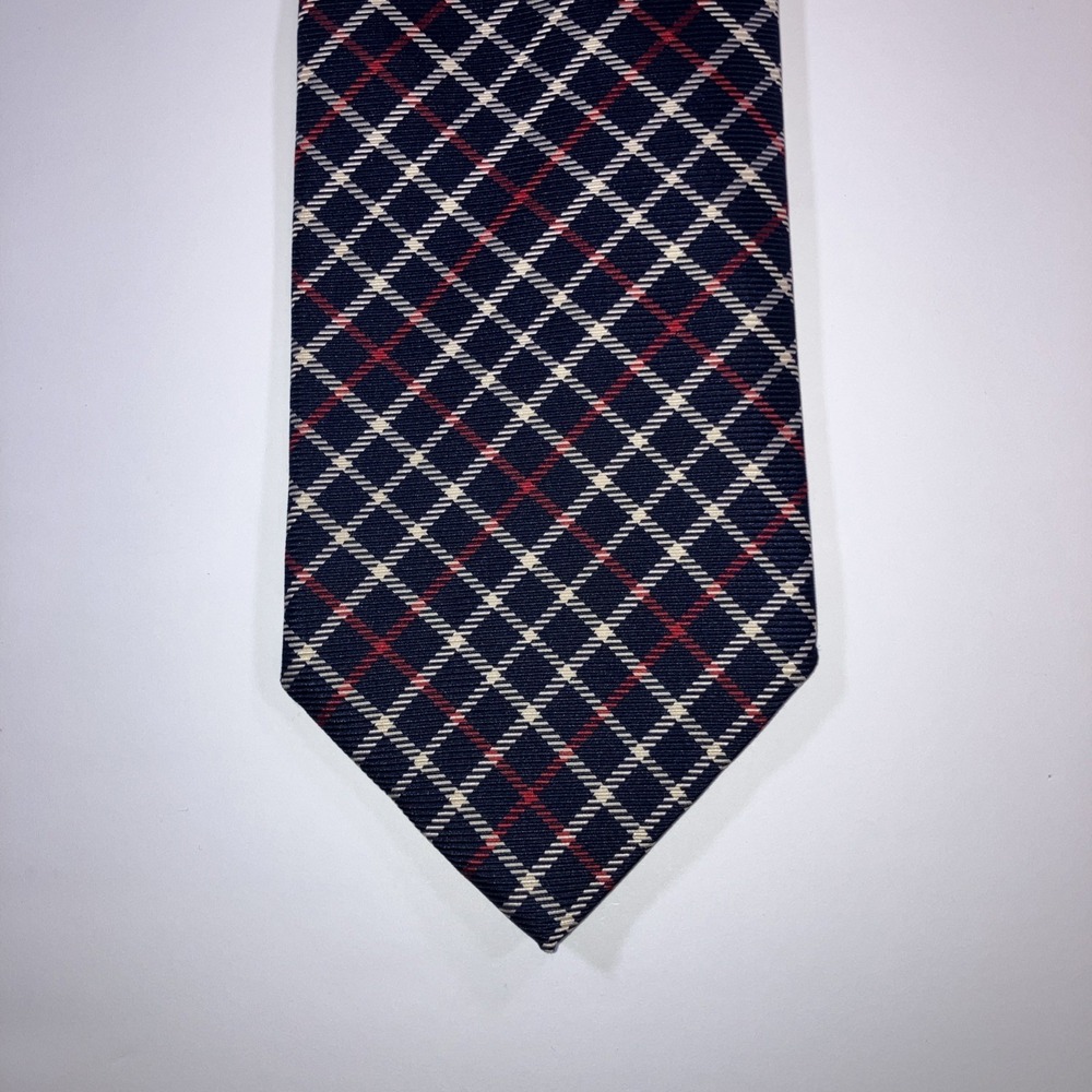 Vintage Brooks Brothers Makers Navy Red Cream Diamond Lattice Stripe Tie Preppy